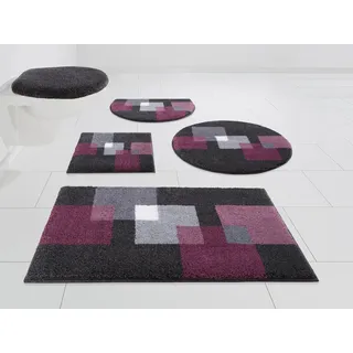 Grund Badematte "Paxos" Höhe 20 mm rutschhemmend beschichtet fußbodenheizungsgeeignet  strapazierfähig geometrisches Design, modern, flauschig, softer Flor, Made in Europe, stein, beere