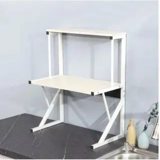 Mikrowellenregal - Küchenregal für Arbeitsplatte/Toasterregal - 2 Ebenen - XL - Holz - Weiß - Weiß