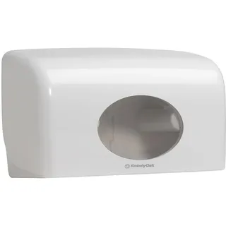 Kimberly-Clark Kleenex Toilet Tissue Spender - Kleinrollen/Weiß, 1er Pack (1 x 1 Stück) | Weißer Klopapierspender, für Toilettenpapier-Kleinrollen, Doppelrolle, Wandbefestigung, für hohe Auslastung, 18x29,8x12,8cm