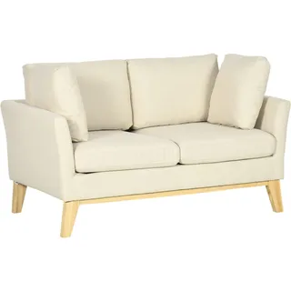 Homcom 2-Sitzer-Sofa mit Kissen, Beige, 137L x 78B x 78H cm