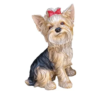 WANLIAN Yorkshire Terrier Sitzende Figur, Handbemalte Harz-Hundeskulptur für Innen- und Außenbereich - Frost- & UV-Beständig, Mehrfarbig (23x15x32.5 cm) - Deko für Garten, Wohnzimmer