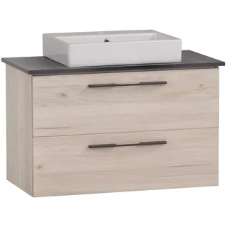 Schildmeyer Waschtisch Maxim 701846, eckiges Aufsatzbecken, sandeiche Dekor/Marmor Optik