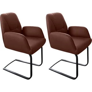W.Schillig Freischwinger Leder braun 2er Set