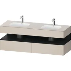 Duravit Qatego Einbauwaschtisch mit Konsolenwaschtischunterbau, 1600x550x600mm, Nische Eiche Schwarz, Doppelwaschtisch, QA4797016, Farbe: Taupe Matt/mit Nischenbeleuchtung