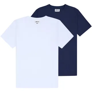 T-Shirt ELLESSE "T-Shirt ACCIANO TEE 2P 2er Pack", Herren, Gr. L, bunt (weiß, dunkelblau), Obermaterial: 100% Baumwolle CO., Shirts T-Shirt