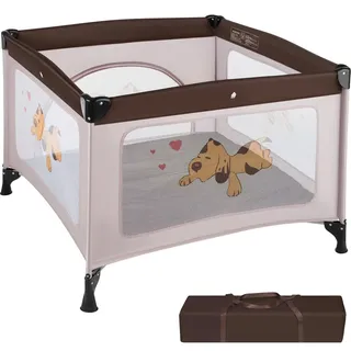 tectake Laufstall für Baby Tommy Junior, 105 x 105 x 78 cm, braun , Braun , Textil , 105x78x105 cm , Ce , Babymöbel & Kindermöbel, Babyzimmer, Laufgitter