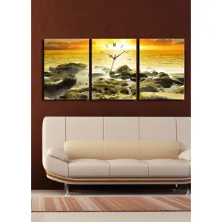 Opviq, 3P3040CS-29, Wanduhren, Mehrfarbig, Holz, 96 x 40 cm