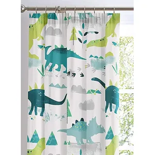 Bedlam Dino Gefütterte Bleistift-Faltenvorhänge, Polyester, Mehrfarbig, 168 x 183cm