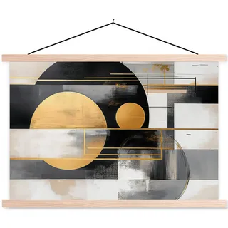 MuchoWow Poster Abstrakt - Gold - Silber - Formen - Ästhetisch - Modern 120x80 cm , Textil , Rechteckig , 120x80x0.15 cm , Bilder & Rahmen, Bilder, Sonstige Wandbilder