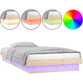 vidaXL Massivholzbett mit LED 90x200 cm - Braun