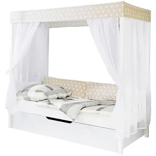 Mid.you Himmelbett , Weiß, Beige , Holz , Kiefer , massiv , Stern , Höhe ca. 18 cm , 90x200 cm , FSC Mix , Himmelfunktion, nur für Rollroste geeignet , Schlafzimmer, Komplette Schlafzimmer und Serien, Schlafzimmerserien