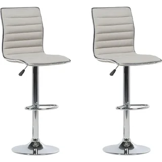 BELIANI Trendy Barstuhl 2er Set Beige Stoff höhenverstellbar Rückenlehne Minimalistisch - Beige, Silber