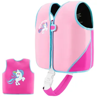 Kinder Mädchen Junge Schwimmlernweste, Schwimmhilfe Schwimmen Jacket für Kleinkinder mit Einstellbare Sicherheits Straps Alter 1-6 (220-Pink, 3-6)