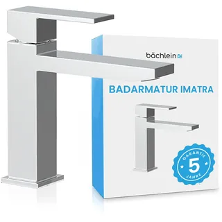 Bächlein Badarmatur Imatra in kantigem Design, Einhebelmischer mit klarer Linienführung in modernem Look, Bad Wasserhahn Chrom
