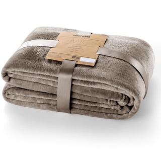 DecoKing Kuscheldecke 160x210 cm Cappuccino Decke Microfaser Tagesdecke Fleece weich sanft kuschelig beige Mic