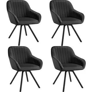 Tectake tectake® Drehbarer Armlehnstuhl Snug Samtoptik, gepolstert, in 360° drehbar, schlanke Stahlbeine, 58 x 58 x 82 cm