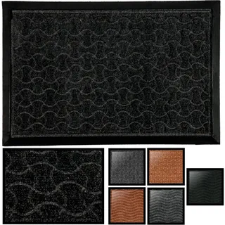 LucaHome Fußmatte, rutschfest, Fußmatte, pflegeleicht, saugfähig, gepolstert, für den Außen- und Innenbereich (Schwarz, geometrisch, 45 x 75 cm)
