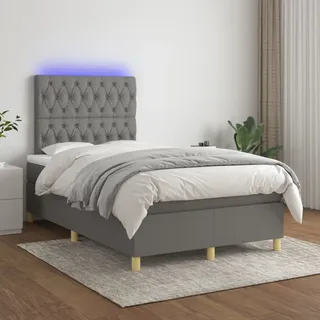 The Living Store Boxspringbett mit Matratze & LED Dunkelgrau 120x200 cm Stoff - Grau