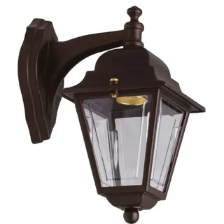Licht-Erlebnisse Außenleuchte Wand Messing massiv E27 IP43 26 cm hoch Rostbraun Antik Rustikal Wandlampe Hof Haustür - Bunt