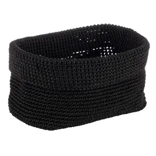 APS Häkelkorb, schwarz, Umkrempelbarer Korb aus Polyester, Maße (L x B x H): 24 x 17 x 12 cm