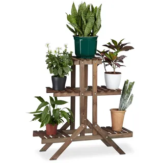 Relaxdays Blumentreppe 83 x 28,5 cm Braun