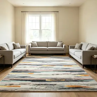 Tinyboy-hbq Teppich Wohnzimmer Schlafzimmer Kurzflor Moderner Teppich Weich rutschfest Streifenmuster Abstrakt Teppiche Groß (Mehrfarbig, 200 x 250 cm)