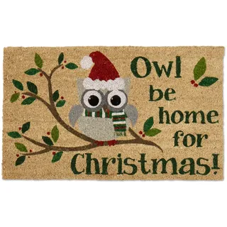 DII Weihnachts-Fußmatte, Kollektion, dekorative Feiertags-Fußmatte, Veranda-Dekor, 43 x 74 cm, Eule Be Home