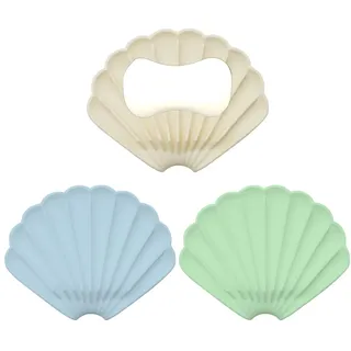 VEOIRXU 3 Stück Silikon Seifenschale mit Ablauf Muschelform Modern Seifenhalter für Bad Dusche Waschbecken Küche Zähler als Schmuckschale Geeignet (3 Farben)