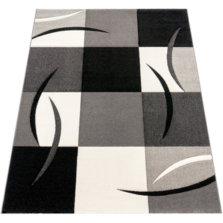 Teppich PACO HOME "Diamond 665", schwarz (schwarz, weiß), B:60cm H:17mm L:110cm, Polypropylen (PP), Teppiche, Teppich, Karo Muster, 3D-Design, auch als Läufer, Wohnzimmer, Schlafzimmer