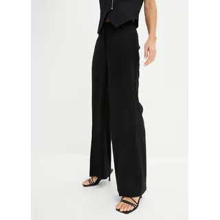 Stoffhose BONPRIX "Leichte Marlenehose mit Viskose", Damen, Gr. 48, N-Gr, schwarz, Web, Obermaterial: 92% Viskose, 8% Polyester, gepflegt, unifarben, loose fit lang, Hosen Stoffhose, Marlenehose, Loose Fit, weites Bein, femininer Stil