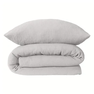 SCHIESSER Molly Musselin Hellgrau 135 x 200 cm + 80 x 80 cm