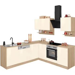 kochstation Winkelküche L-Form 220 cm beige