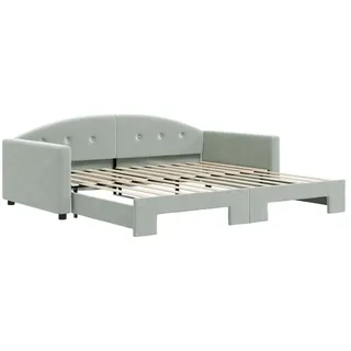 vidaXL Tagesbett Ausziehbar Hellgrau 100x200 cm Samt - Grau
