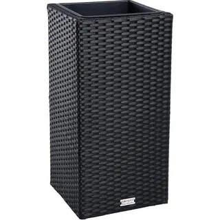 Polyrattan Blumenkübel Pflanzkübel 60 cm Rattan Blumentopf Übertopf Topf Schwarz - Schwarz