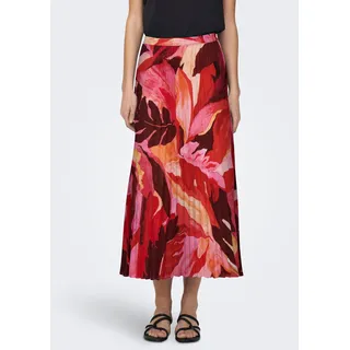 Only Plisseerock Damen Floral Braun 36