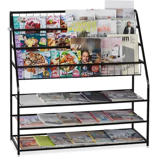 Relaxdays Zeitschriftenregal, Schwarz Metall Xl , 97x96x37 cm, , Wohnzimmer, Kleinmöbel, Zeitungsständer