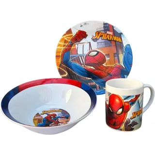 3-teiliges Set aus Keramik Spiderman Marvel Tasse Schüssel Teller Geschirr für Kinder im Karton