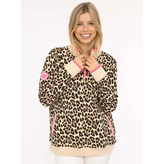 Zwillingsherz Troyer »"Leo AOP"« mit Stehkragen, Zipper, Eingriffstaschen und Herzapplikation, beige