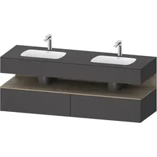 Duravit Qatego Einbauwaschtisch mit Konsolenwaschtischunterbau, 1600x550x600mm, Nische Eiche Terra, Doppelwaschtisch, QA4797035, Farbe: Graphit matt