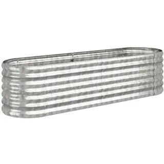 vidaXL Hochbeet, Wetterfestes Hochbeet für Garten Balkon Terrasse, Kräuterhochbeet zum Selber Bauen, Pflanzkasten aus Metall, Verzinkter Stahl Silbern