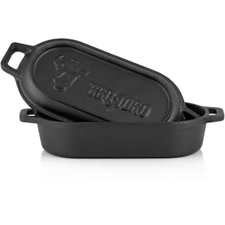 BBQ-Toro Gusseisen Bräter | 1 Liter - 29 x 12,5 x 5,5 cm | bereits eingebrannt - preseasoned | Dutch Oven Topf, Gusseisen Kochtopf, Gusstopf, Baking Pot | Backtopf ideal für Backwaren, Eintopf