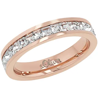 s.Oliver Ring Edelstahl Damen Ringe, mit Kristall, Roséfarben, Kommt in Schmuck Geschenk Box