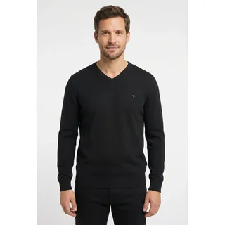 Strickpullover FYNCH-HATTON "FYNCH-HATTON Pullover mit V-Kragen", Herren, Gr. XXXL (60/62), grau (anthrazit), Strick, Obermaterial: 100% Baumwolle, unifarben, bequem hüftbedeckend, V-Ausschnitt, Flachstrickbündchen, Pullover Strickpullover, aus Baumwolle, mit V-Ausschnitt, bequeme Passform