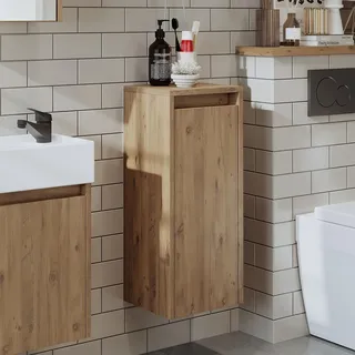 Roomart MINI-50 Badmöbel Hochschrank 30 cm breit, Eiche - Braun