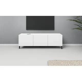 Lowboard BORCHARDT MÖBEL "Sophia, TV-Schrank mit Metallfüßen", weiß (weiß matt), B:139cm H:45cm T:35cm, Holzwerkstoff, Sideboards, Lowboard, Modernes TV-Board, Breite 139 cm, 3-türig