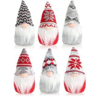 com-four® 6X Premium Weihnachts-Wichtel 15cm - Weihnachtsdeko - winterliche Zwergen-Figur - Dekoartikel - skandinavische Deko-Trolle - schwedischer Gnom mit Bart (6 Stück - norwegisch 2)