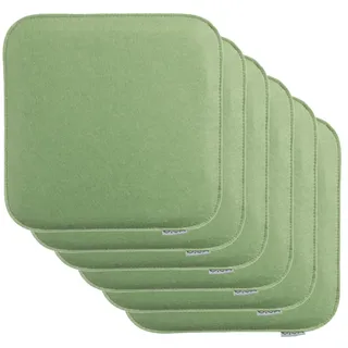 Brandsseller 6er Set Sitzkissen aus Filz 35x35x2 cm – Robuste Stuhlauflagen für innen und außen, eckiges Sitzpolster, strapazierfähiges Kissen für Stühle - Hellgrün