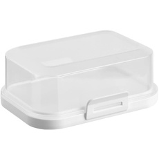 ENGELLAND - 1 x Stapelbare Butterdose mit Deckel und Klick-Verschluss, Weiß/Transparent, Plastik-box, Butter-Glocke, BPA-frei, Mehrzweck, robust