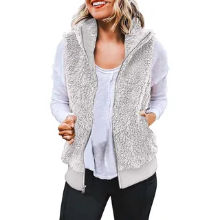 Teddywesten Damen Teddy Weste Waistcoat Fleece Teddyfell Jacke Ärmellose Fleeceweste Outdoor Fall Fashion Damenweste