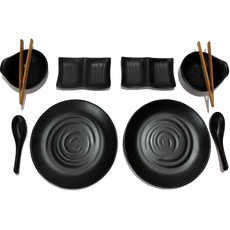 TomYang Asia Fondue Geschirr-Set [10 Teile] für Thai Grill, Hot Pot, Pho Bo, Sukiyaki, Korean BBQ